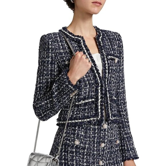 NEW Generation Love - Size Small Betsy Buttoned Tweed Jacket - Navy White/ Multi - Picture 6 of 7